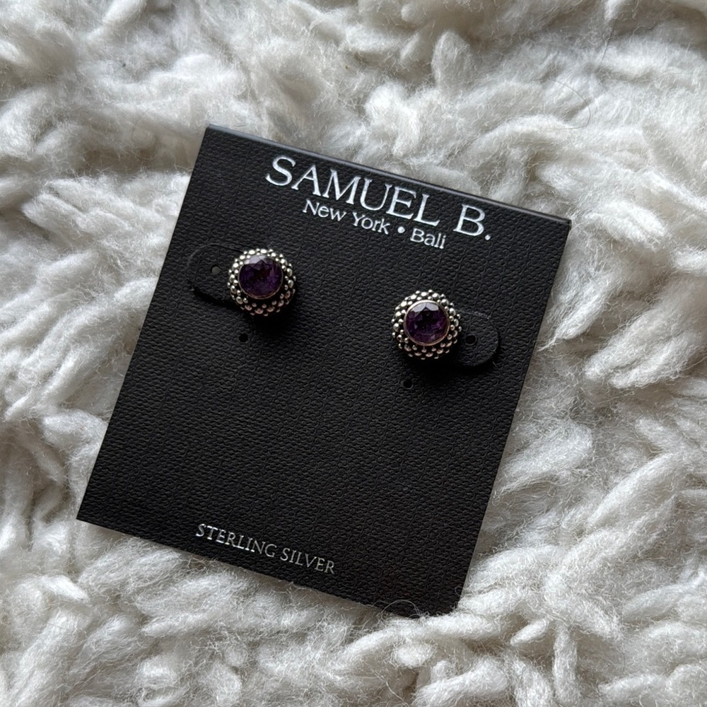 Samuel B Sterling Amethyst Studs